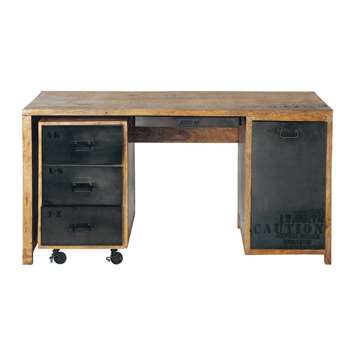 MANUFACTURE Solid mango wood and metal desk W 150cm