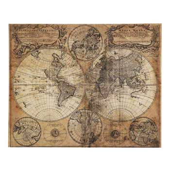 MAPPEMONDE Antiqued Canvas (H73 x W93 x D4cm)