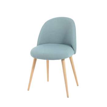 MAURICETTE - Blue Vintage Chair with Solid Birch (H76 x W50 x D50cm)