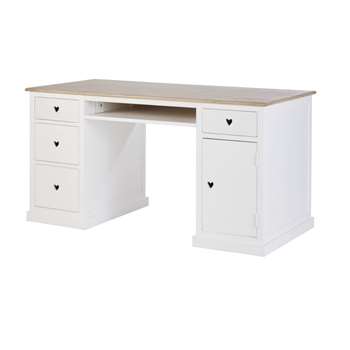 MILA - White 4-Drawer 1-Door Desk (H77 x W150 x D70cm)
