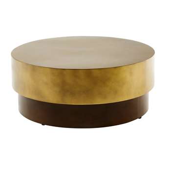 MOKA Brown and Gold Metal Round Coffee Table (38 x 91cm)
