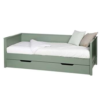 Nikki Day Bed with Trundle Drawer in Army Green 73 x 208cm
