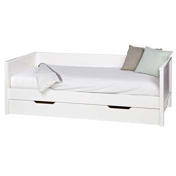 Nikki Day Bed with Trundle Drawer in White 73 x 208cm