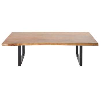 PALISSANDRE Black Metal and Acacia Coffee Table (H40 x W140 x D70cm)