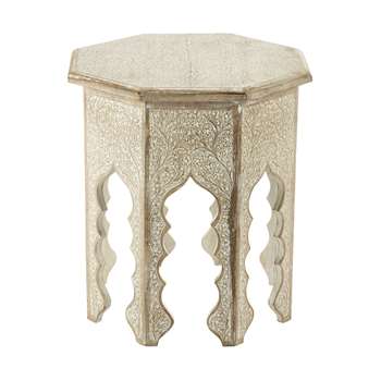 PATNA whitewashed wood side table (54 x 49cm)