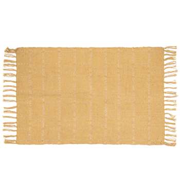 PATTANI - Mustard Yellow and Gold Woven Cotton Rug (H60 x W90cm)