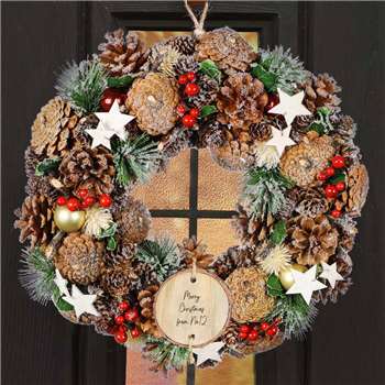 Personalised Christmas Wishes Front Door Wreath (H36 x W36cm)