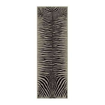 PODEVACHE - Zebra Rectangular Vinyl Floor Mat - Beige - 66x198cm (H198 x W66cm)