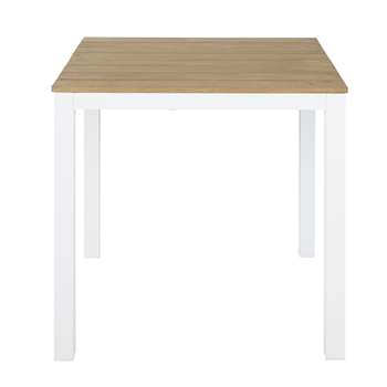 REGATE PRO Professional White Metal and Teak Garden Table, White (H75.5 x W74.5 x D74.5cm)