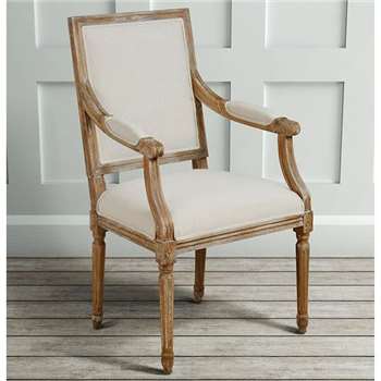 Rosselle French Limed Oak Rectangular Back Dining / Occasional Armchair (101 x 62cm)
