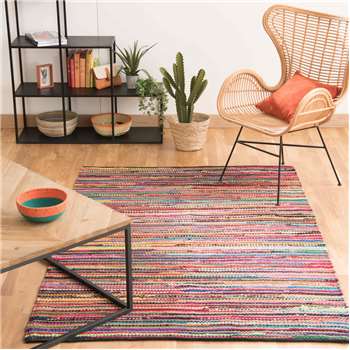 ROULOTTE cotton woven rug, multicoloured (160 x 230cm)