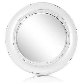 Shabby Chic Round Wall Mirror, White (Diameter 66cm)