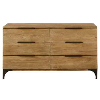 METROPOLIS Solid Mango Wood 6-Drawer Double Chest (H80 x W140 x D45cm)
