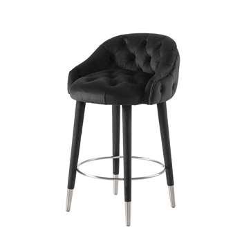 Sophia Counter Stool – Black - Silver Caps (H92 x W55 x D55cm)
