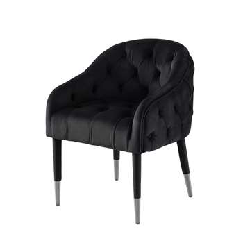 Sophia Dining Chair - Black - Silver Caps (H78 x W60 x D65cm)