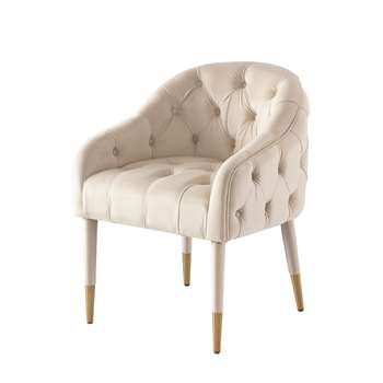 Sophia Dining Chair - Chalk - Brass caps (H78 x W60 x D65cm)