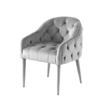 Sophia Dining Chair - Grey - Silver Caps (H78 x W60 x D65cm)