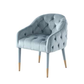 Sophia Dining Chair - Powder Blue - Brass Caps (H78 x W60 x D65cm)