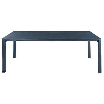SQUARE GARDEN Tempered glass and aluminium garden table in charcoal grey (75 x 220cm)