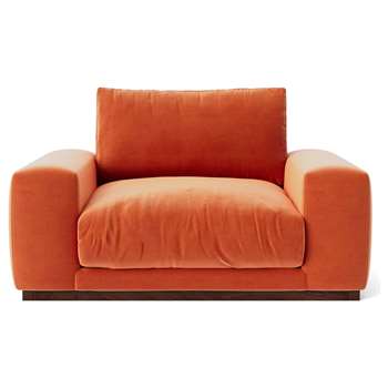 Swoon Denver Velvet Cuddle Chair - Burnt Orange (H82 x W140 x D102cm)