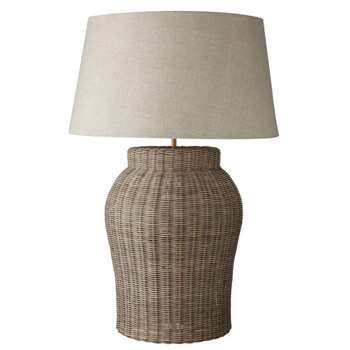 Large Tanjore Rattan Table Lamp - Grey (H50 x W38 x D38cm)