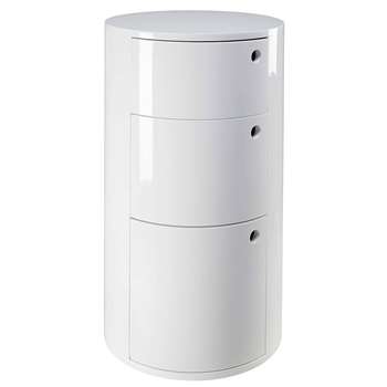 TWIGGY Glossy white poplar 3-door side table (71 x 40cm)