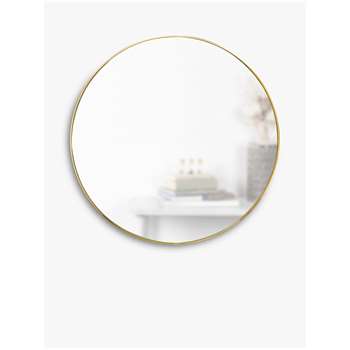 Umbra Hubba Round Metal Frame Wall Mirror, Brass (Diameter 86cm)