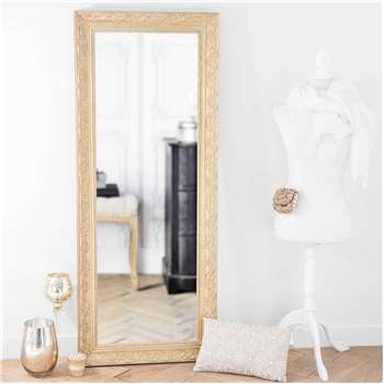 VALENTINE paulownia wood mirror in gold H 145cm