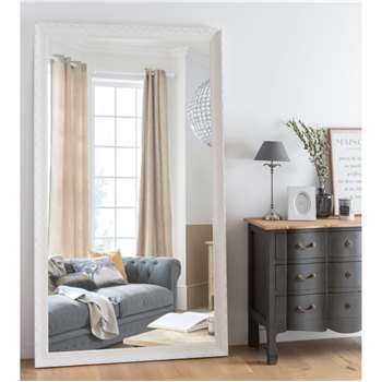 VALENTINE - White Carved Mirror (H210 x W120 x D4.8cm)