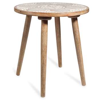VINAYA Mango Carved End Table (45 x 45cm)