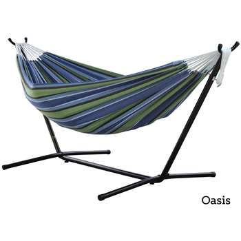 Vivere Double Cotton Hammock with Stand - Oasis (H105 x W250 x D110cm)