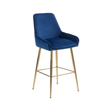 Watson Bar Stool - Ink Blue - Brass (H107 x W55 x D58cm)