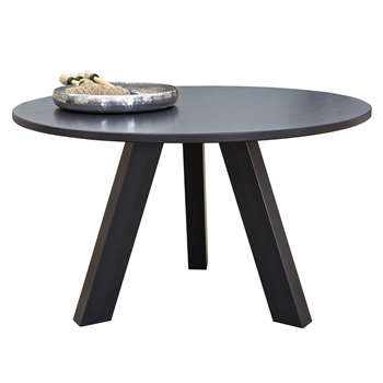 Wooden Circle Dining Table in Black Pine by Woood (H77 x W129 x D129cm)